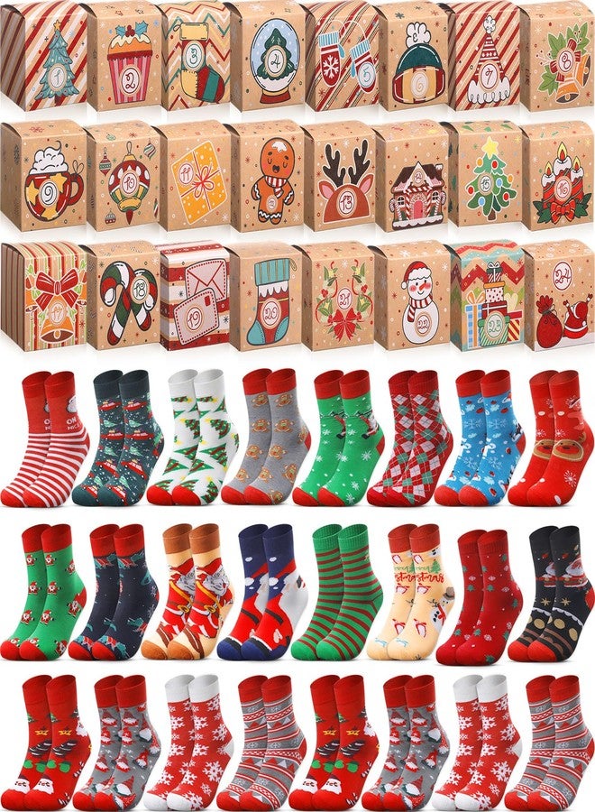 Chicingyou Christmas Sock Advent Calendar 2025 for Adults Men Women, 24 Days of Christmas Advent Calendar 24 Pair Socks with Boxes, 24 Days Surprise Xmas Party Present Gifts(Cute Style) - Image 1